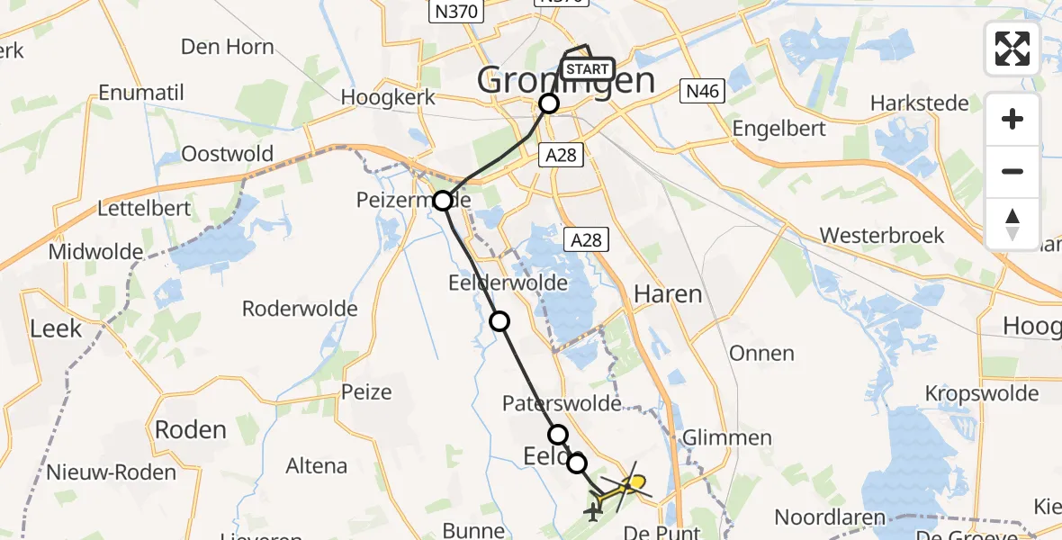 Routekaart van de vlucht: Lifeliner 4 naar Groningen Airport Eelde, Machlaan