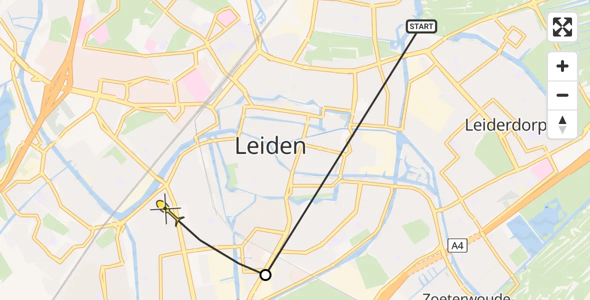 Routekaart van de vlucht: Politieheli naar Leiden, Lammenschansweg