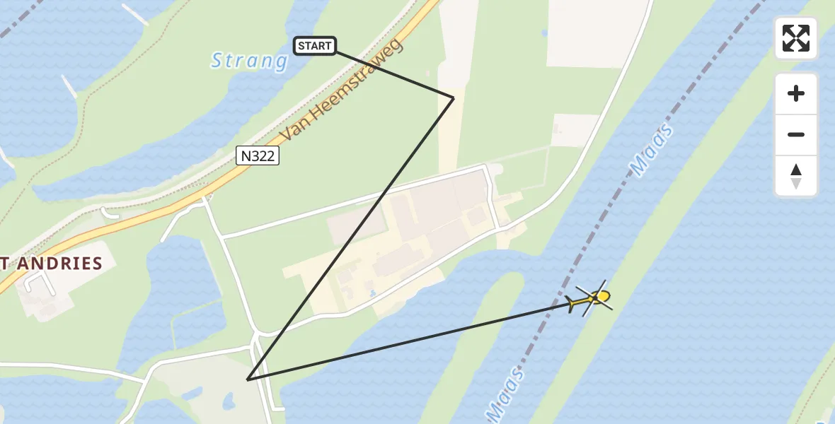 Routekaart van de vlucht: Politiehelikopter naar Lith, Heggeldijk