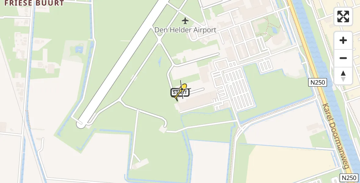 Vluchtroute Kustwachthelikopter van Vliegveld De Kooy naar Vliegveld De Kooy