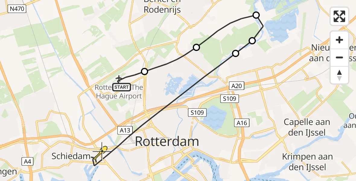 Routekaart van de vlucht: Lifeliner 2 naar Rotterdam, Bovendijk