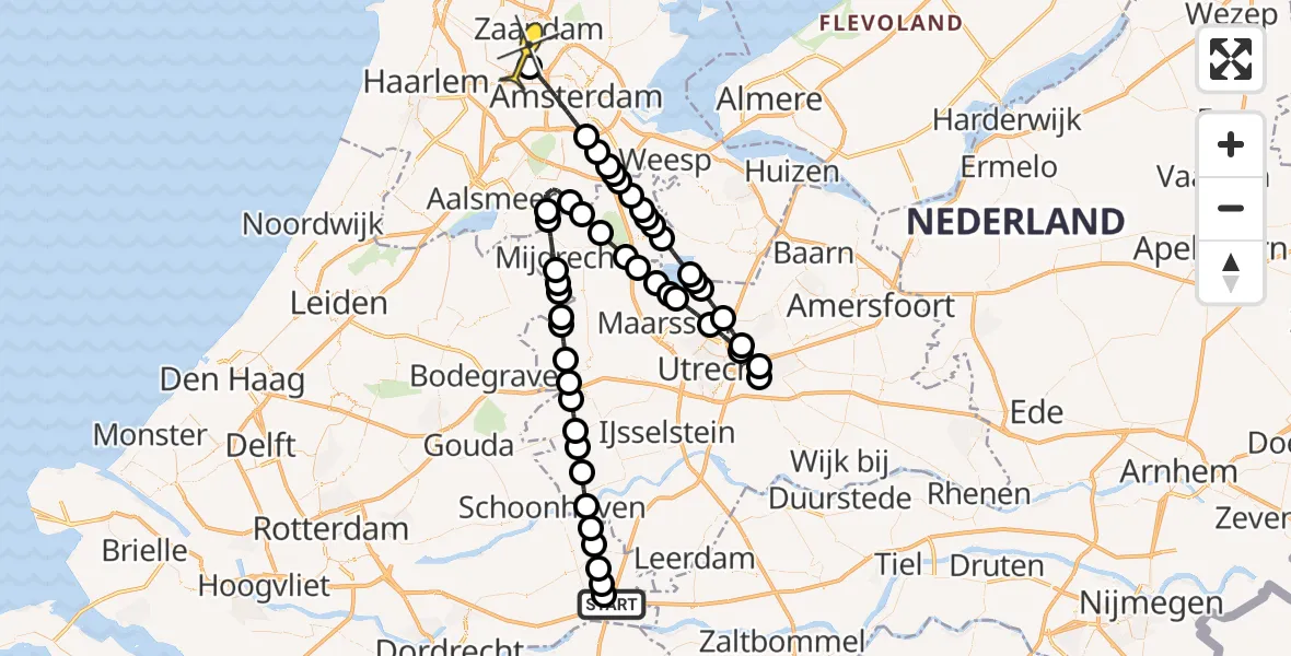 Routekaart van de vlucht: Lifeliner 1 naar Amsterdam Heliport, Nieuweweg