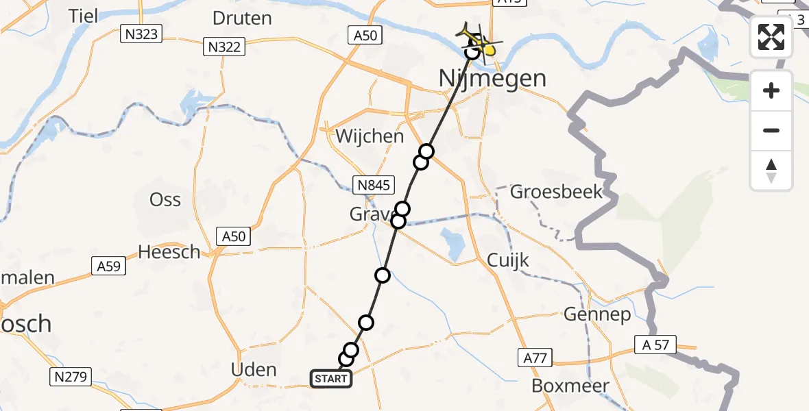 Routekaart van de vlucht: Lifeliner 3 naar Lent, Zeelandsedijk