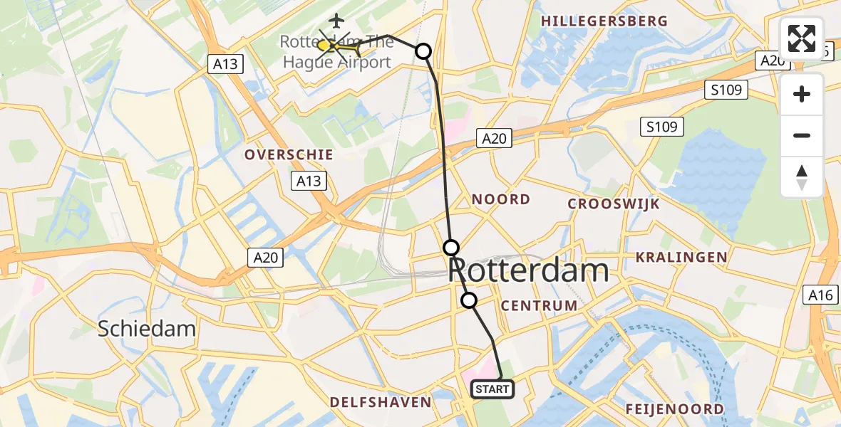 Routekaart van de vlucht: Lifeliner 2 naar Rotterdam The Hague Airport, Boisothof