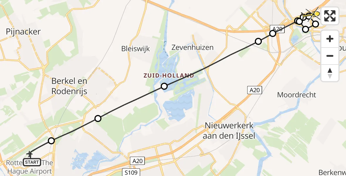 Routekaart van de vlucht: Lifeliner 2 naar Gouda, Bovendijk