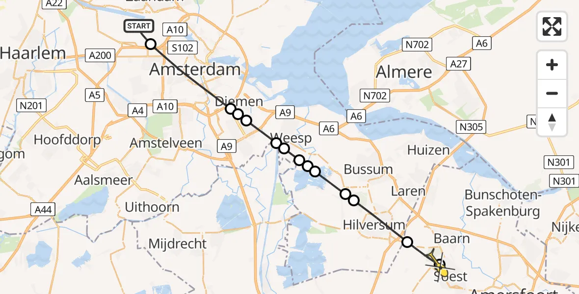 Routekaart van de vlucht: Lifeliner 1 naar Soest, Maltaweg