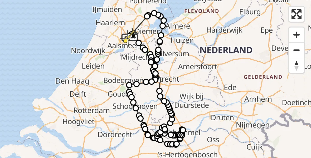 Routekaart van de vlucht: Politieheli naar Schiphol, Kraayveldstraat