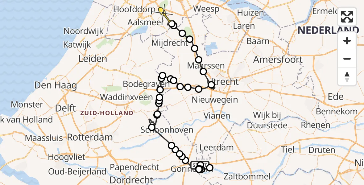 Routekaart van de vlucht: Politieheli naar Amstelveen, Steurgat