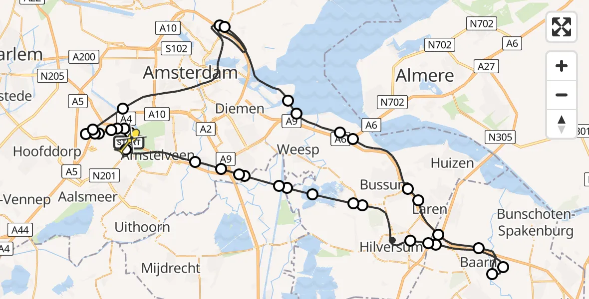 Routekaart van de vlucht: Politieheli naar Schiphol, Kraayveldstraat