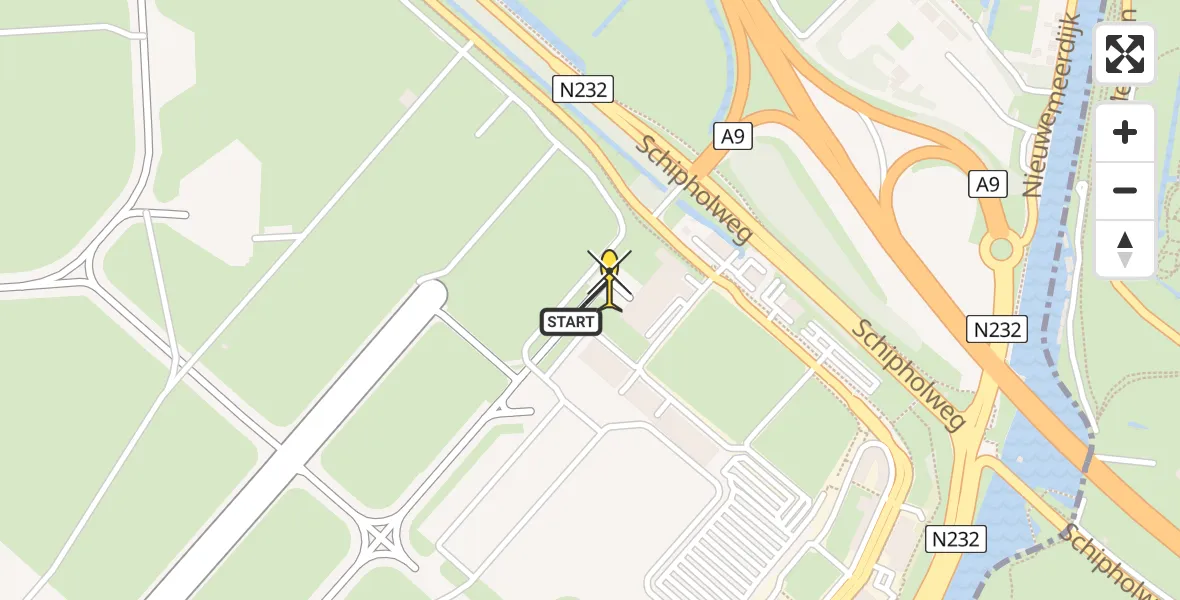 Routekaart van de vlucht: Politiehelikopter naar Schiphol, Loevesteinse Randweg