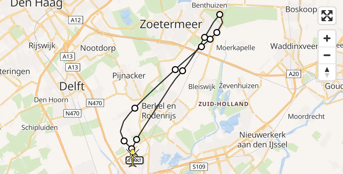 Routekaart van de vlucht: Lifeliner 2 naar Rotterdam The Hague Airport, HSL-Zuid