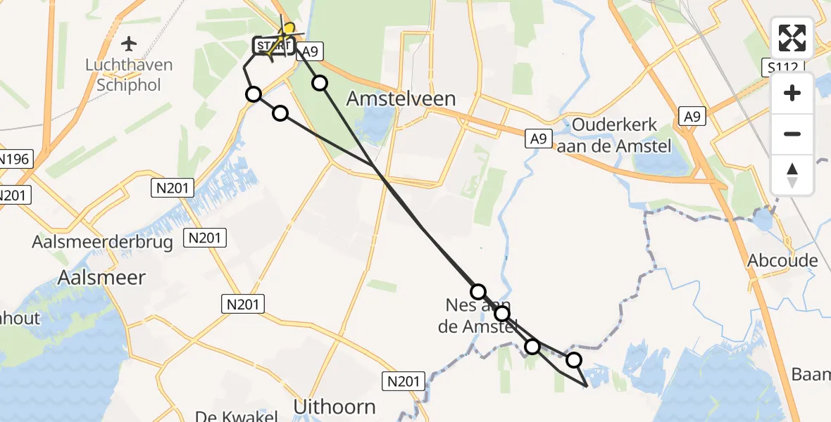 Routekaart van de vlucht: Politieheli naar Schiphol, Walaardt Sacréstraat