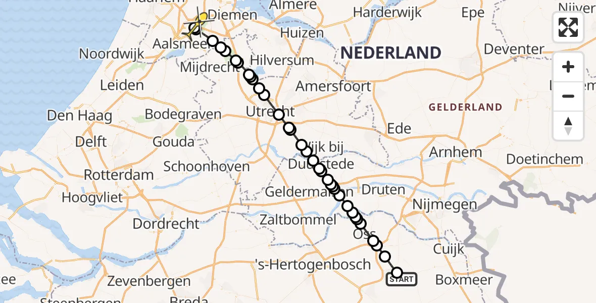 Routekaart van de vlucht: Politieheli naar Schiphol, Patersweg