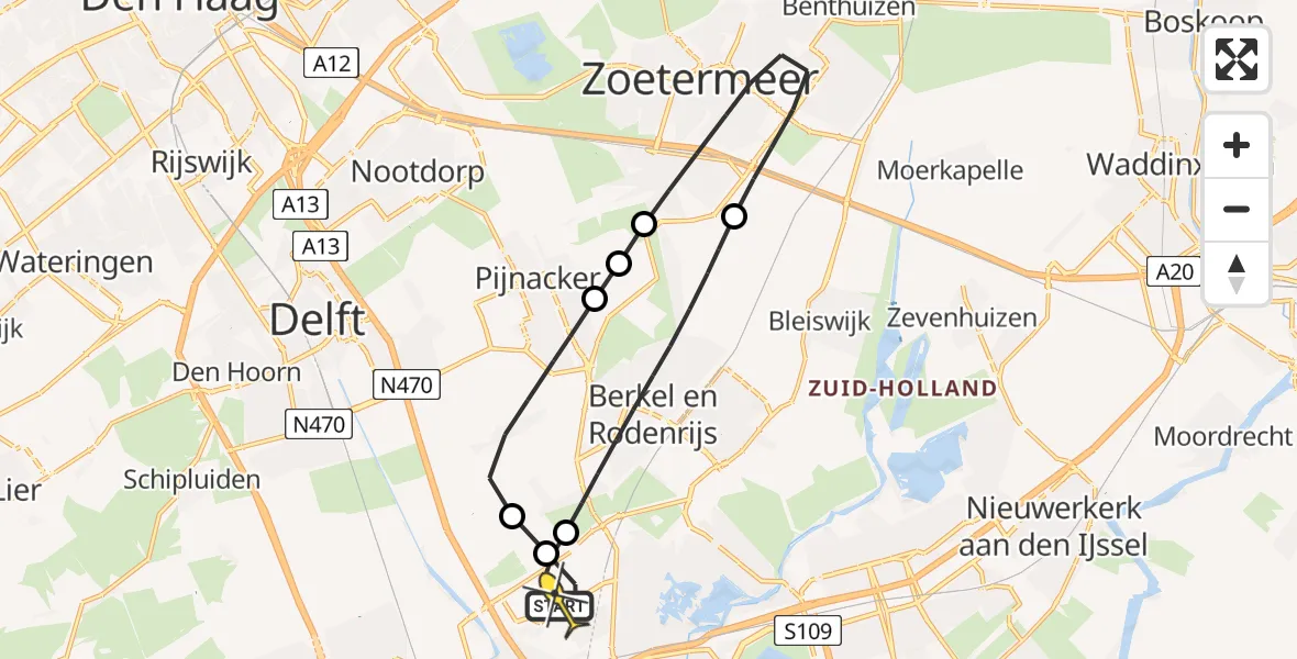 Routekaart van de vlucht: Lifeliner 2 naar Rotterdam The Hague Airport, A16 Rotterdam