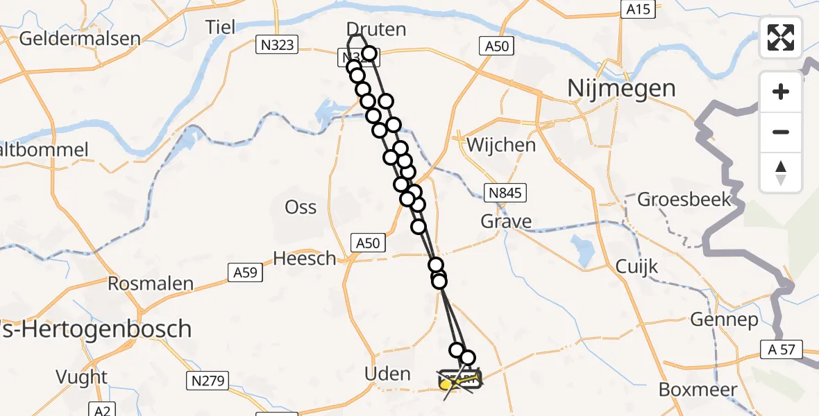 Routekaart van de vlucht: Lifeliner 3 naar Vliegbasis Volkel, Houtvennen