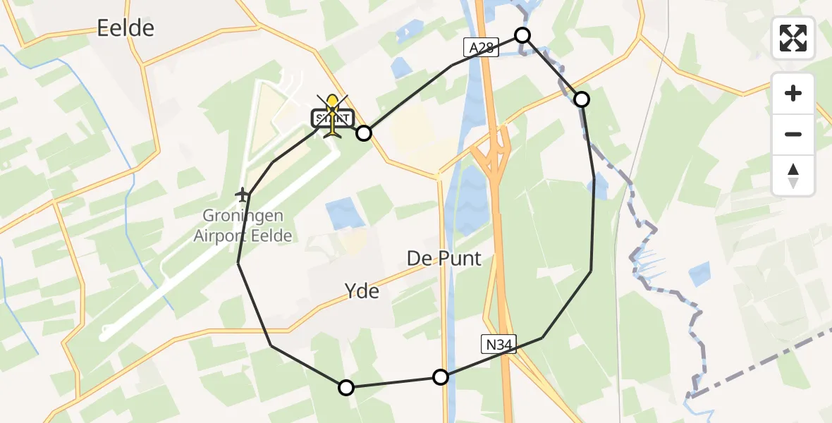 Routekaart van de vlucht: Lifeliner 4 naar Groningen Airport Eelde, Vissersweg