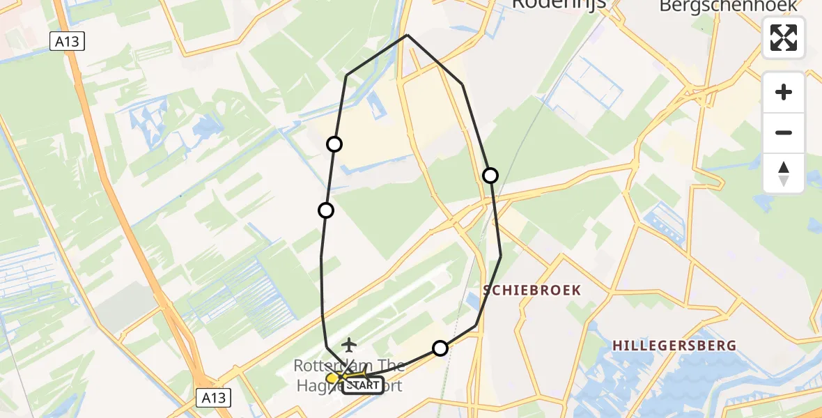 Routekaart van de vlucht: Lifeliner 2 naar Rotterdam The Hague Airport, Oude Bovendijk