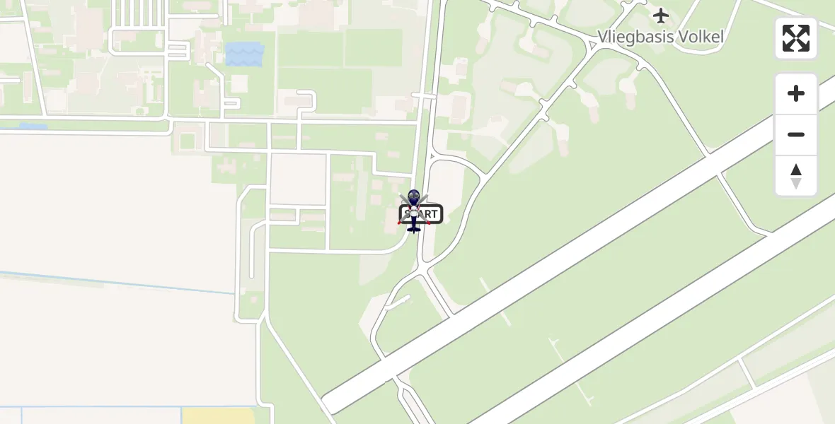 Vluchtroute Politiehelikopter van Vliegbasis Volkel naar Vliegbasis Volkel