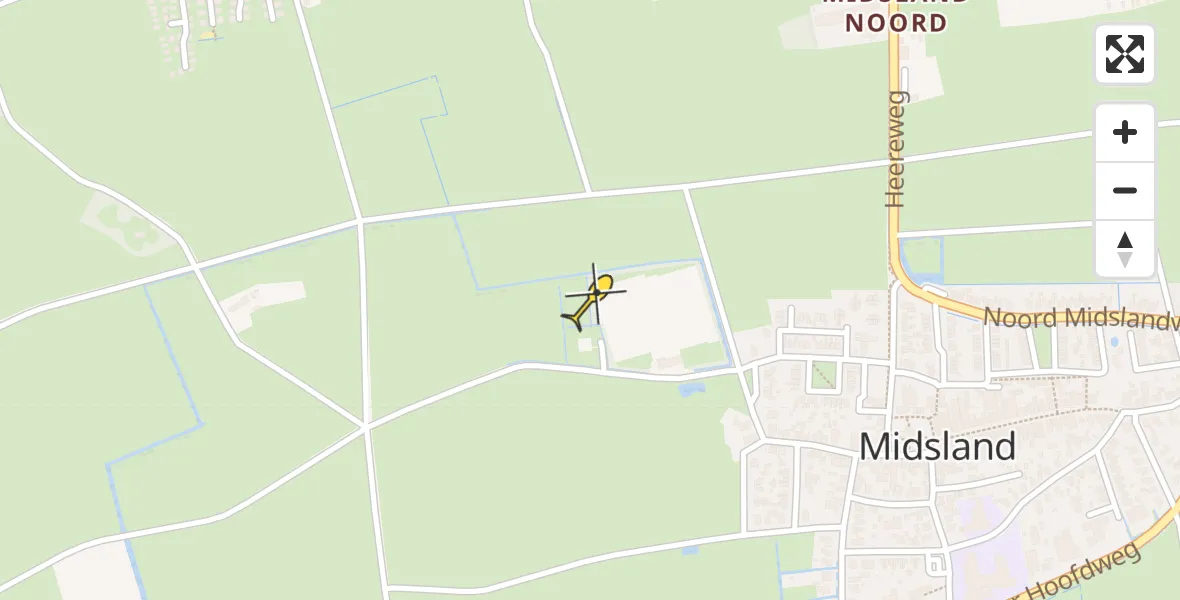 Routekaart van de vlucht: Ambulancehelikopter naar Midsland