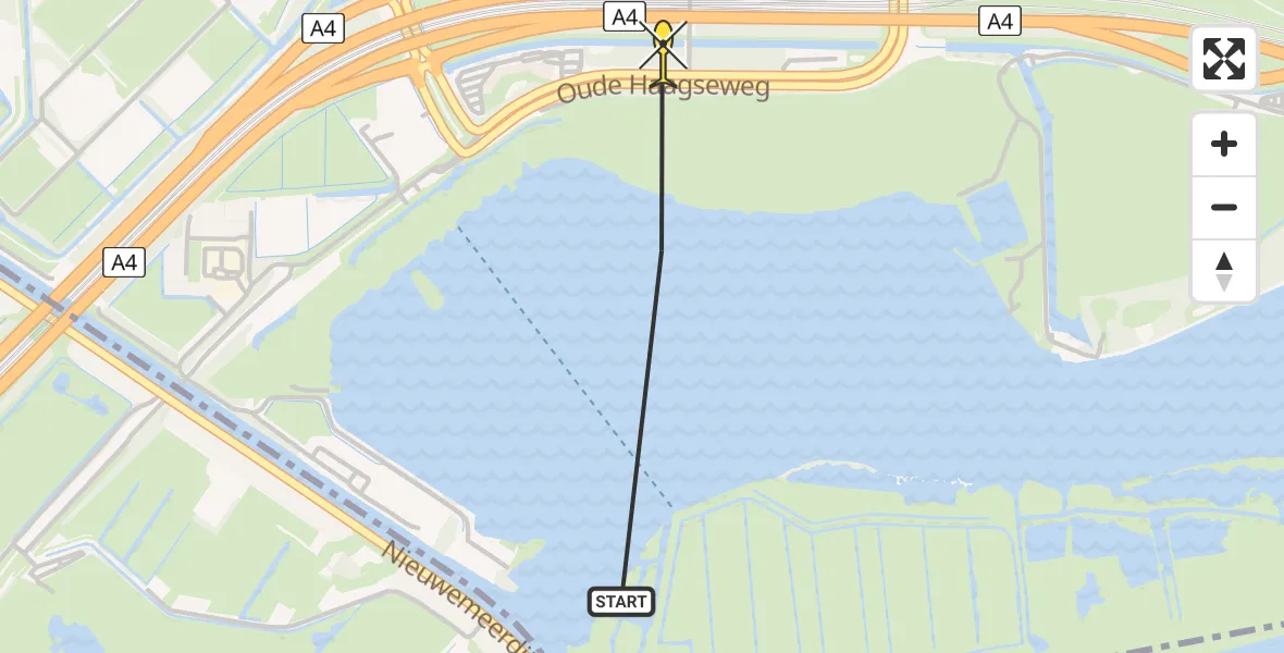 Vluchtroute Politiehelikopter van Amsterdam naar Amsterdam