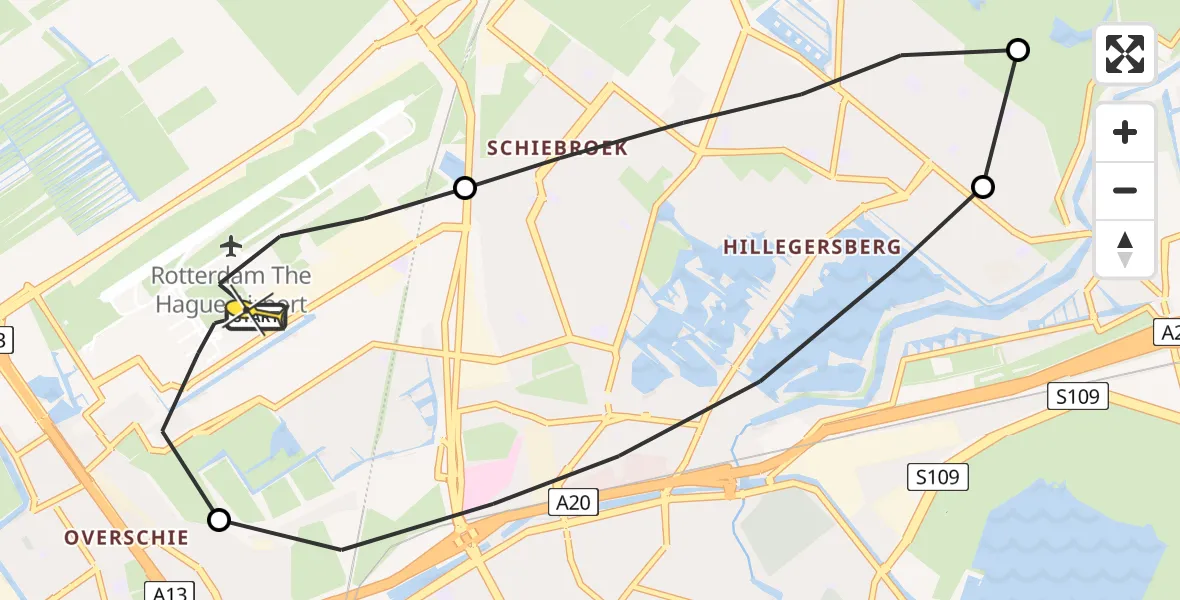 Routekaart van de vlucht: Lifeliner 2 naar Rotterdam The Hague Airport, Bovendijk