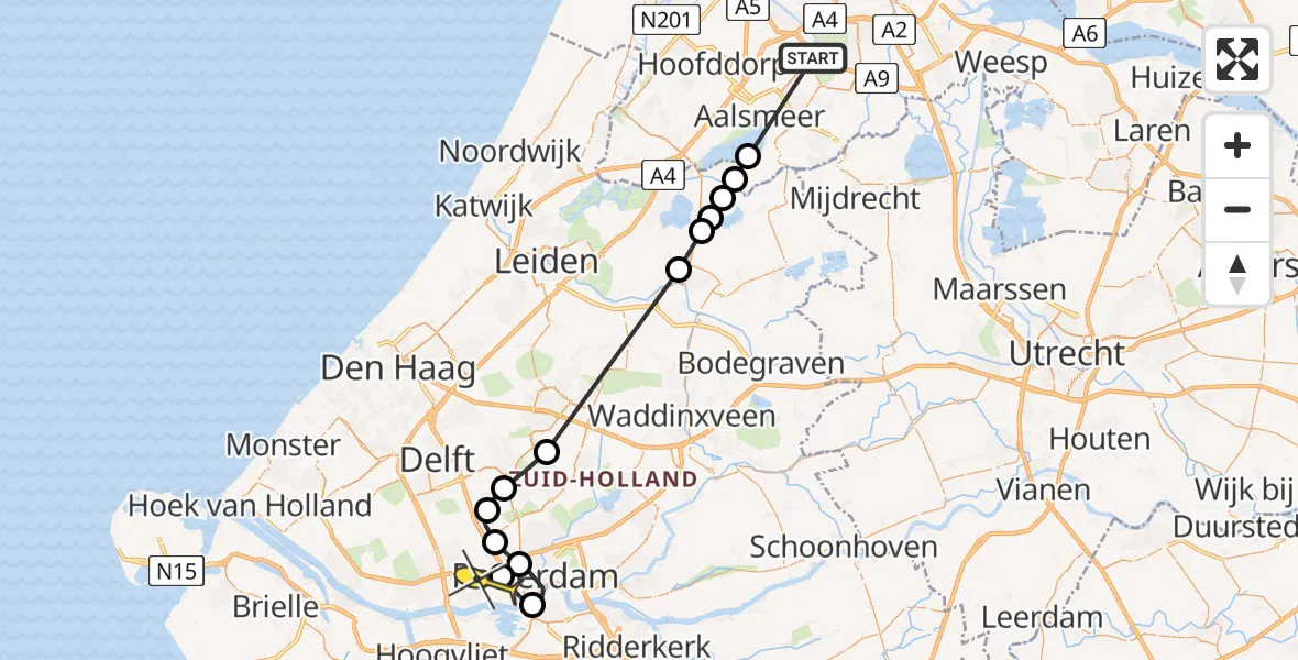 Routekaart van de vlucht: Politieheli naar Rotterdam, Herenweg