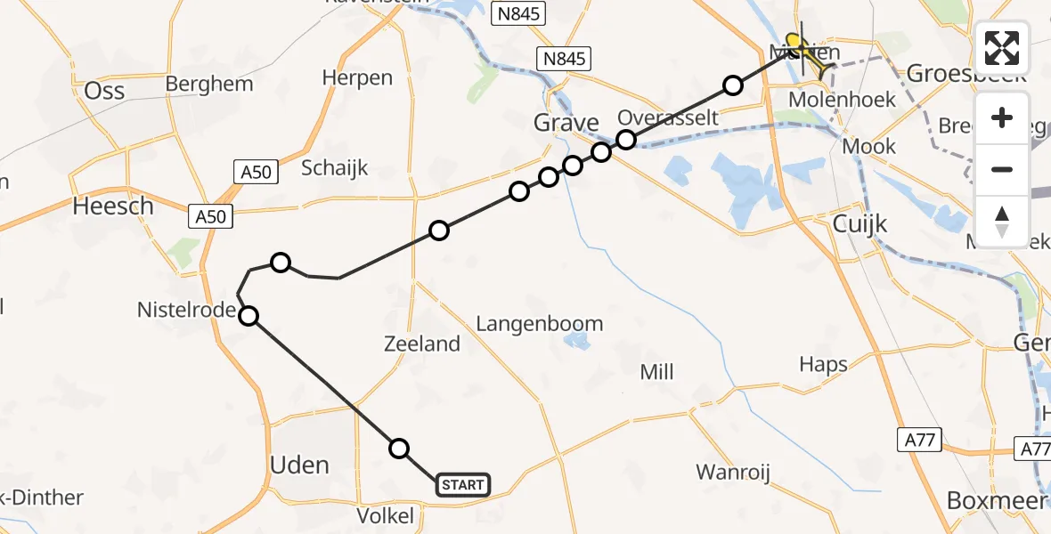 Routekaart van de vlucht: Lifeliner 3 naar Malden, Zeelandsedijk