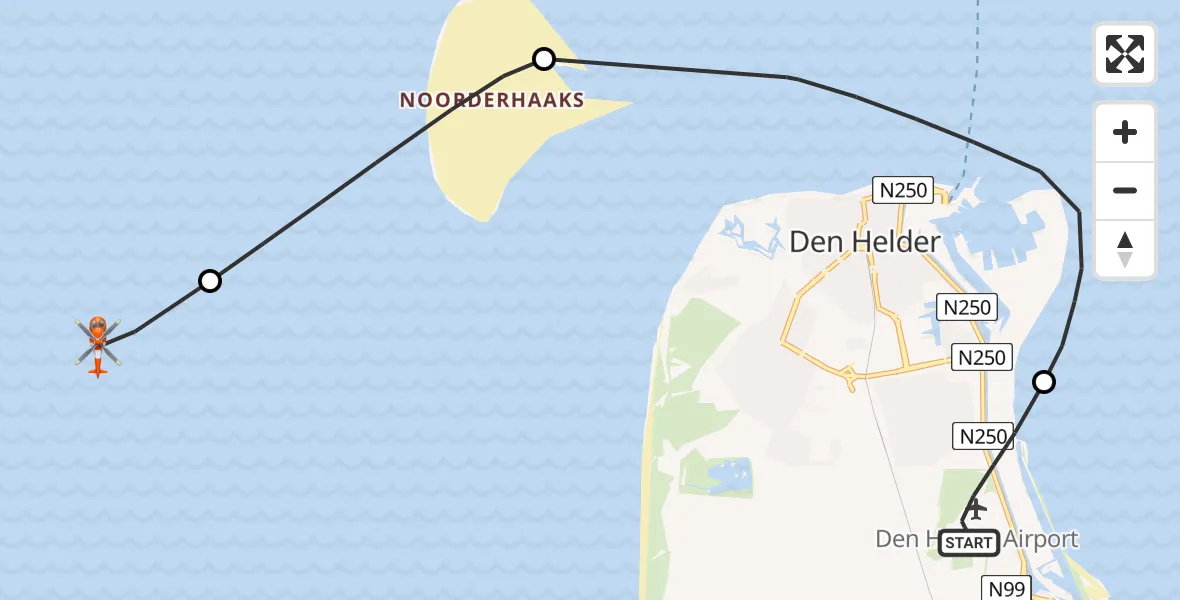 Vluchtroute Kustwachthelikopter Vliegveld De Kooy - , 14 november 2024, 15:42