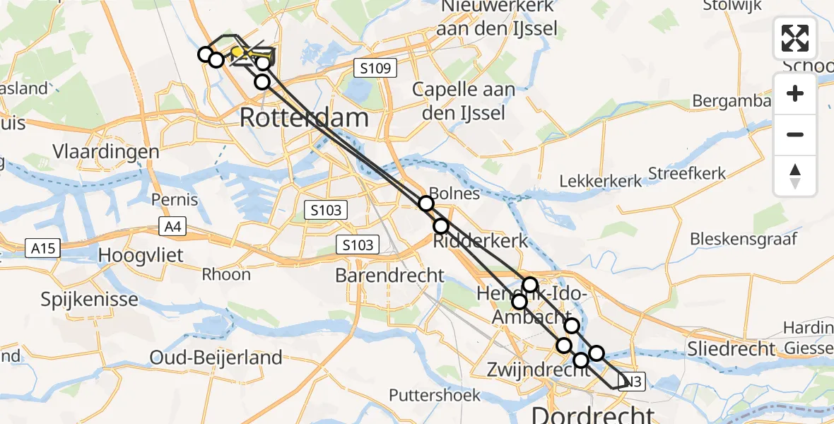 Routekaart van de vlucht: Lifeliner 2 naar Rotterdam The Hague Airport, Rotterdam Airportplein