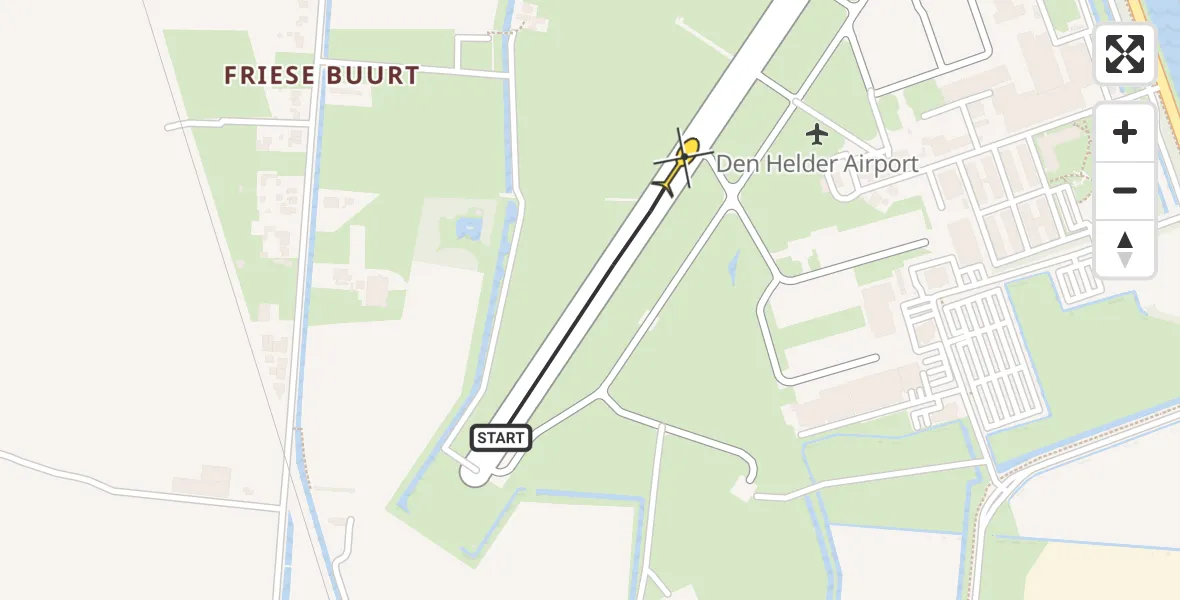 Vluchtroute Kustwachthelikopter van Vliegveld De Kooy naar Vliegveld De Kooy