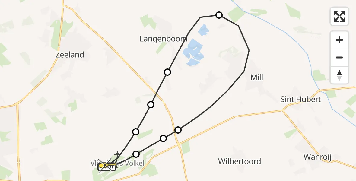 Routekaart van de vlucht: Lifeliner 3 naar Vliegbasis Volkel, Zeelandsedijk