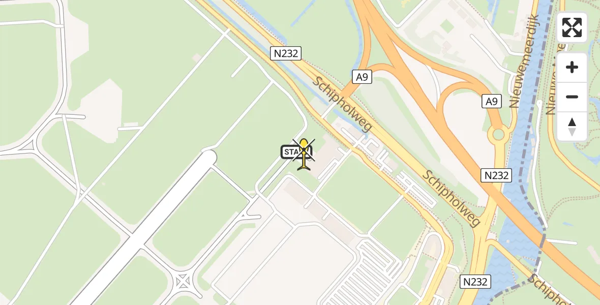 Vluchtroute Politiehelikopter van Schiphol naar Schiphol