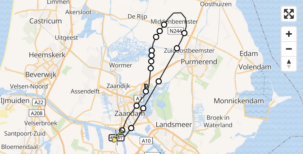 Routekaart van de vlucht: Lifeliner 1 naar Amsterdam Heliport, Westhavenweg