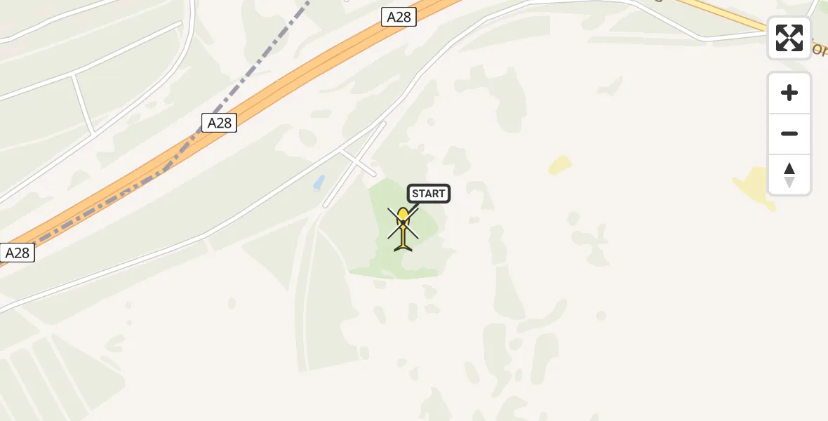 Routekaart van de vlucht: Politiehelikopter naar Leusden, Genschauloods