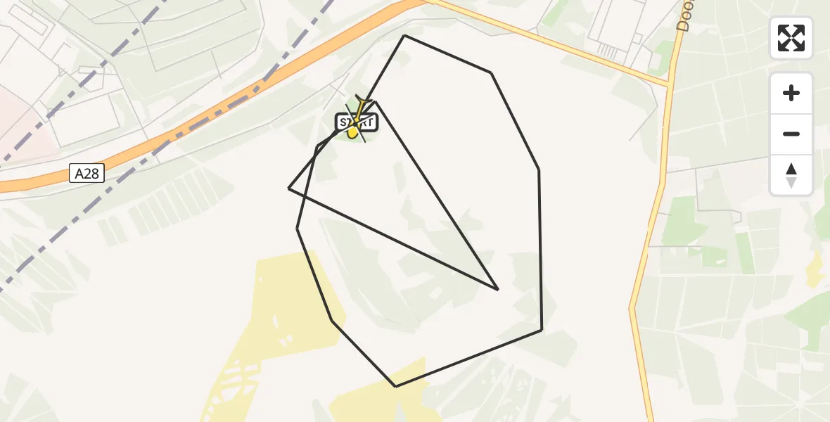 Routekaart van de vlucht: Politiehelikopter naar Leusden, Kolonel H.L. van Royenweg