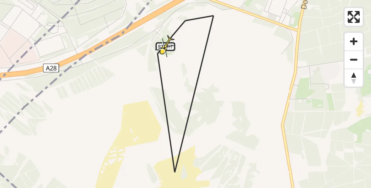 Routekaart van de vlucht: Politiehelikopter naar Leusden, Kolonel H.L. van Royenweg