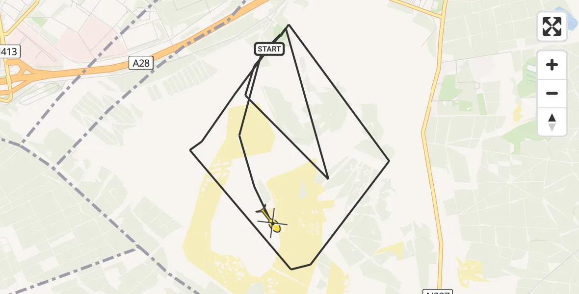 Routekaart van de vlucht: Politieheli naar Leusden, Doornseweg