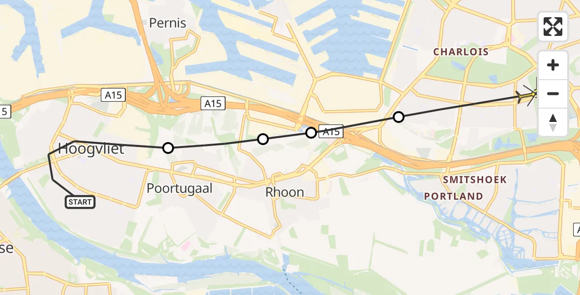 Routekaart van de vlucht: Lifeliner 2 naar Rotterdam, Tijmweg