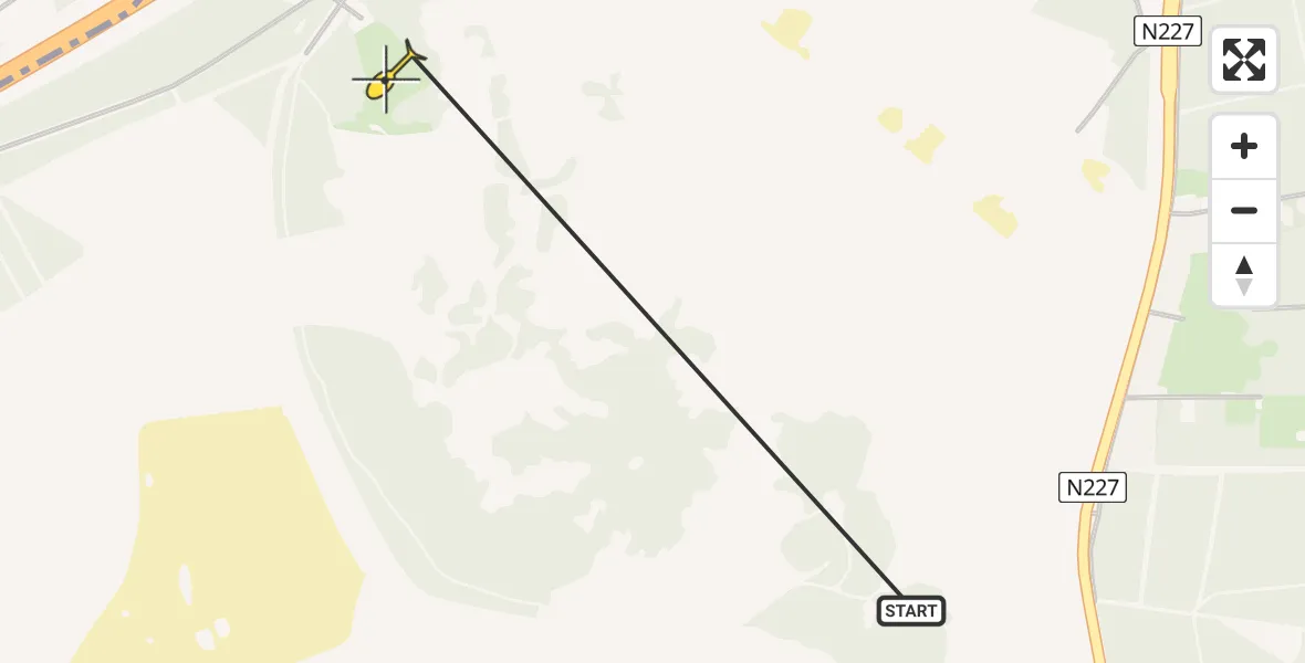 Routekaart van de vlucht: Politiehelikopter naar Leusden, Genschauloods