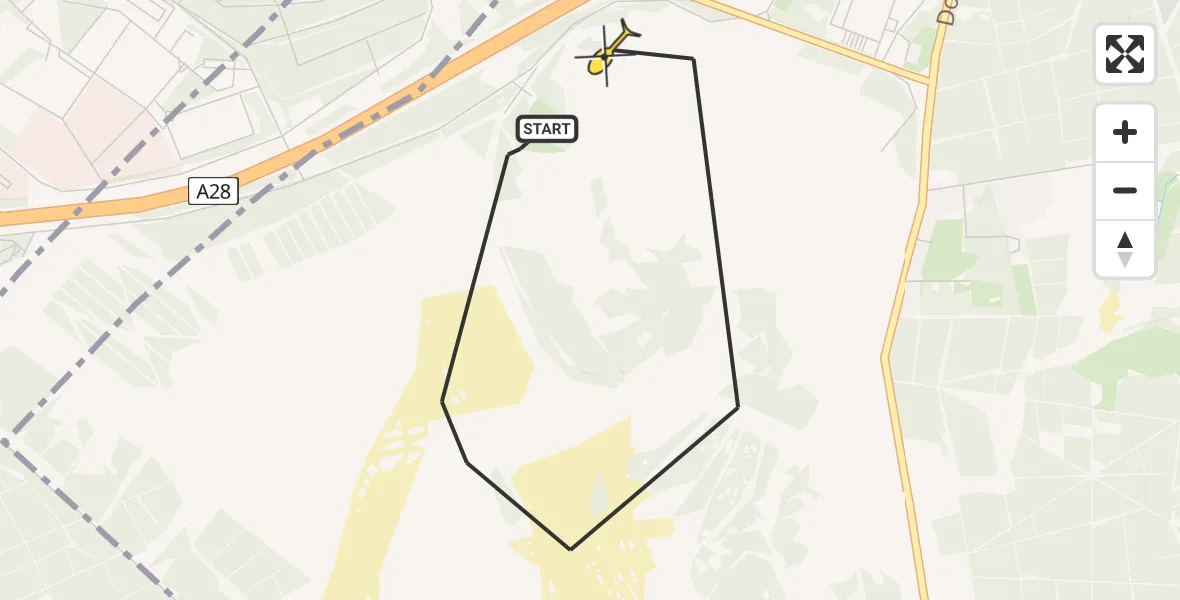 Routekaart van de vlucht: Politiehelikopter naar Leusden, Kolonel H.L. van Royenweg