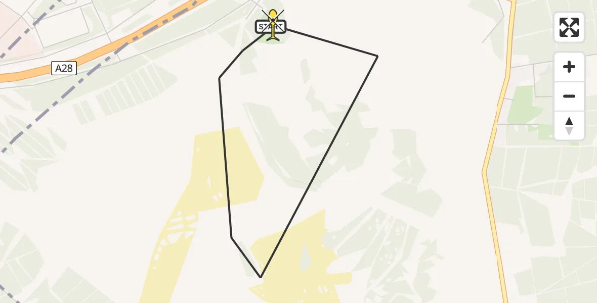 Routekaart van de vlucht: Politiehelikopter naar Leusden, Kolonel H.L. van Royenweg