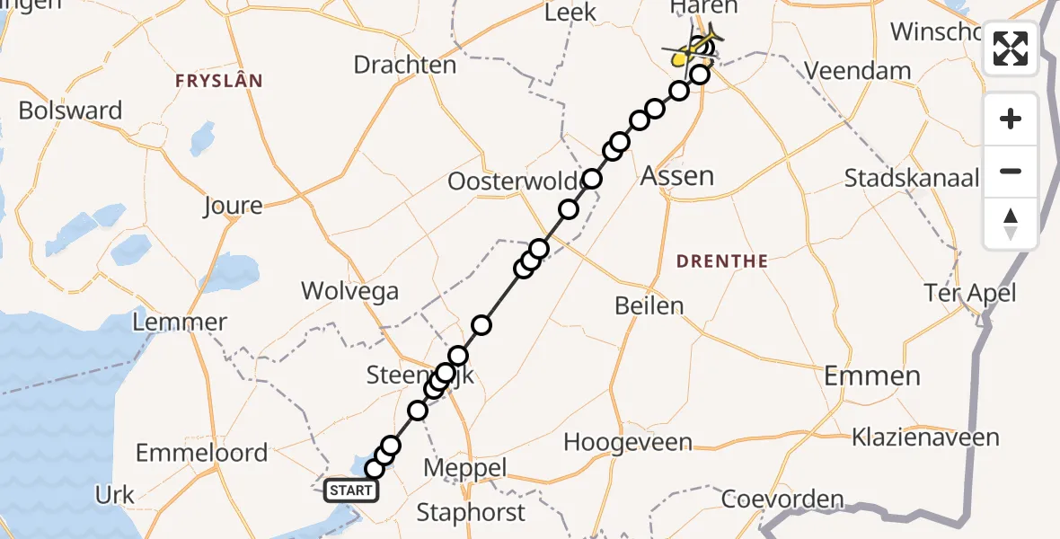 Routekaart van de vlucht: Lifeliner 4 naar Groningen Airport Eelde, Bergkampen