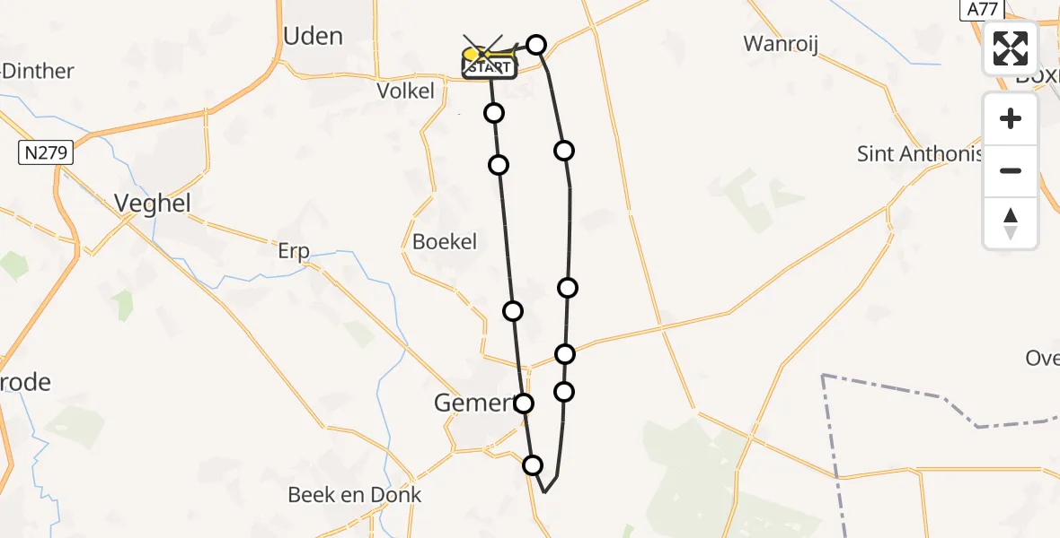 Routekaart van de vlucht: Lifeliner 3 naar Vliegbasis Volkel, Handelseweg