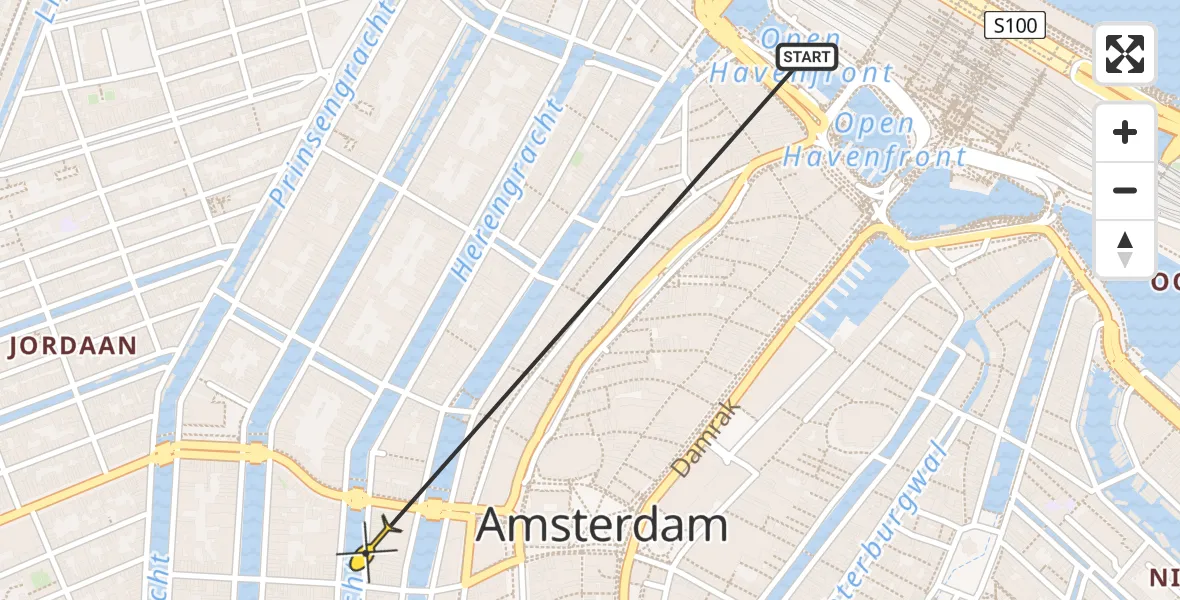 Vluchtroute Politiehelikopter van Amsterdam naar Amsterdam