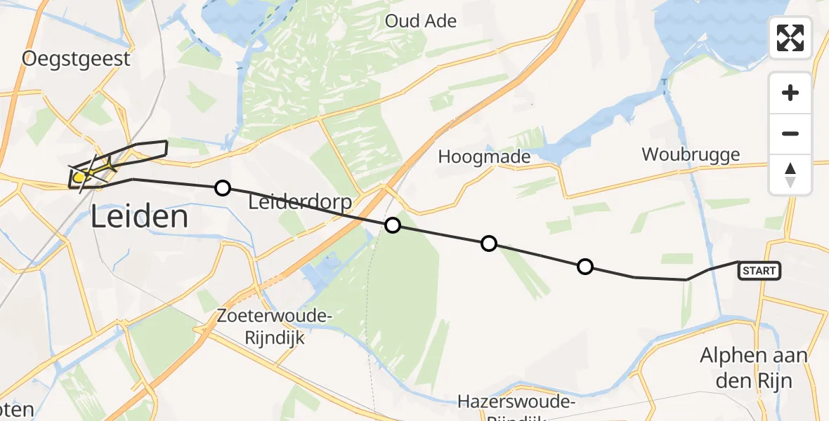 Routekaart van de vlucht: Lifeliner 2 naar Leiden, Ringdijk