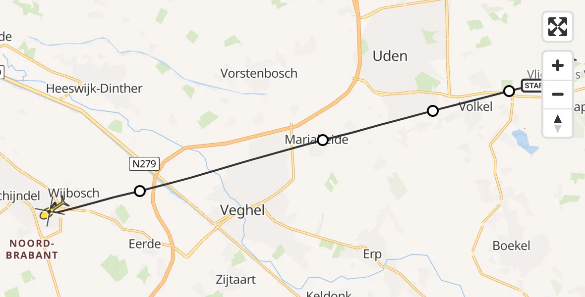 Routekaart van de vlucht: Lifeliner 3 naar Schijndel, Zuiderpark