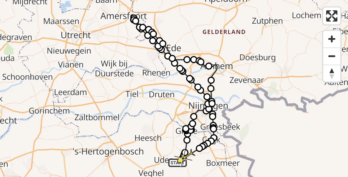 Routekaart van de vlucht: Politieheli naar Zeeland, Nieuwedijk