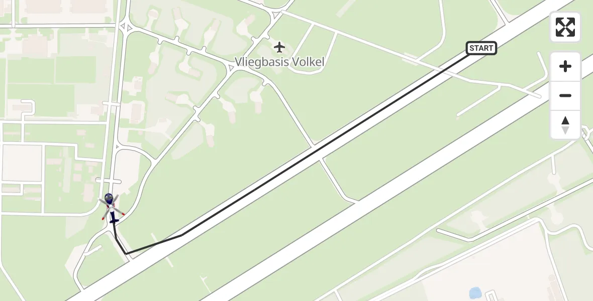 Routekaart van de vlucht: Politiehelikopter naar Vliegbasis Volkel, Zeelandsedijk