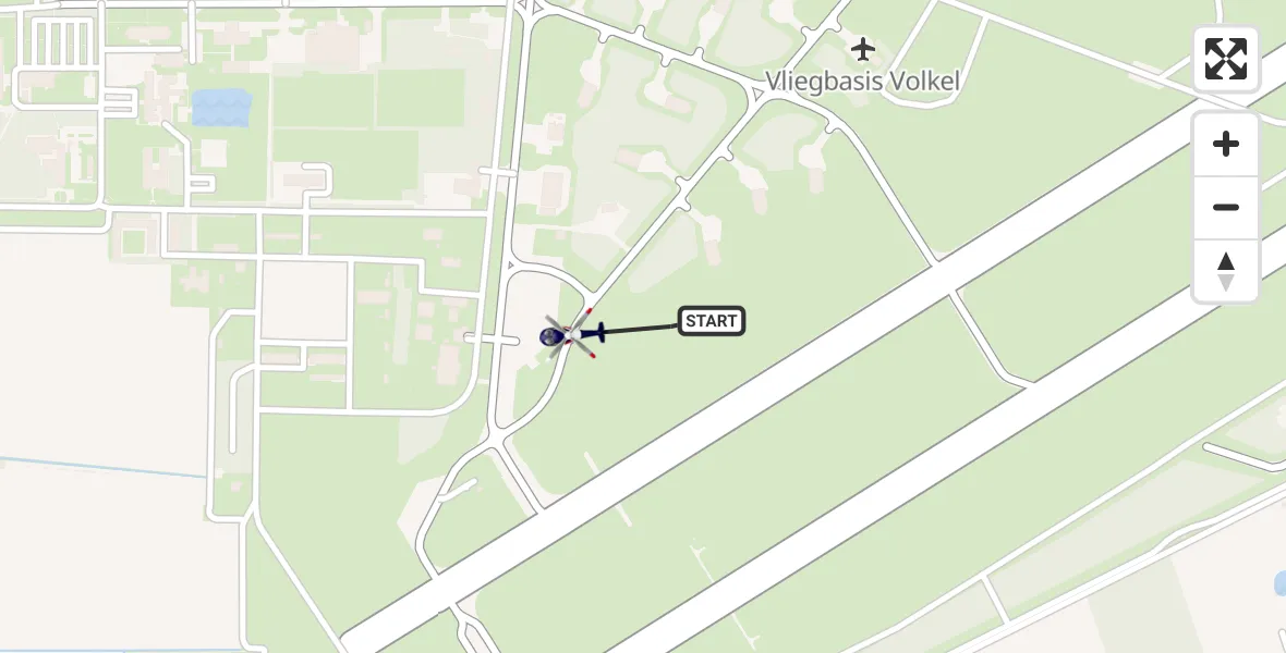 Vluchtroute Politiehelikopter van Vliegbasis Volkel naar Vliegbasis Volkel