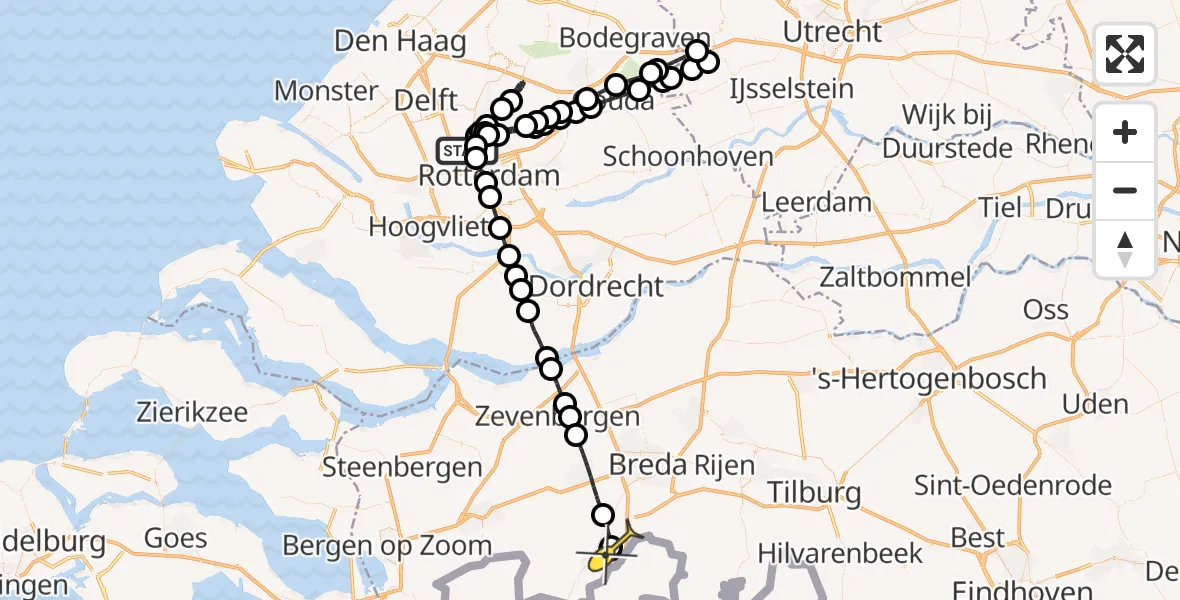 Routekaart van de vlucht: Lifeliner 2 naar Rijsbergen, Oude Bovendijk